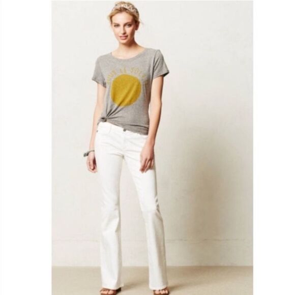 AG The Angelica Boot Cut Petit Low Rise White Denim Stretch Jeans Size 28 - Picture 1 of 9